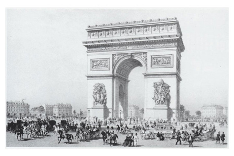 <p>Paris, Arc de Triomphe, lithographie, 19th century.</p>
